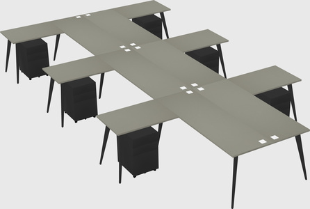 Shared l-shaped office desk system