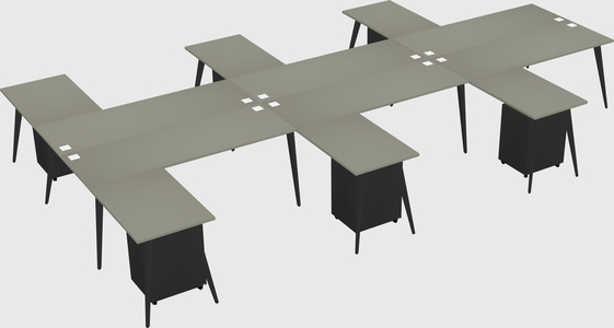 Shared l-shaped office desk system
