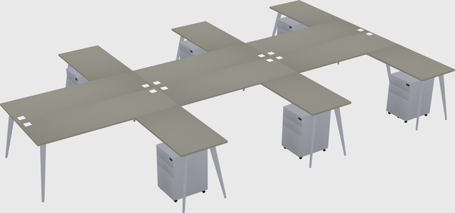 Shared L-shaped Office Desk System