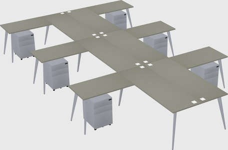 Shared l-shaped office desk system
