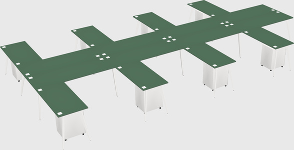 Shared l-shaped office desk system