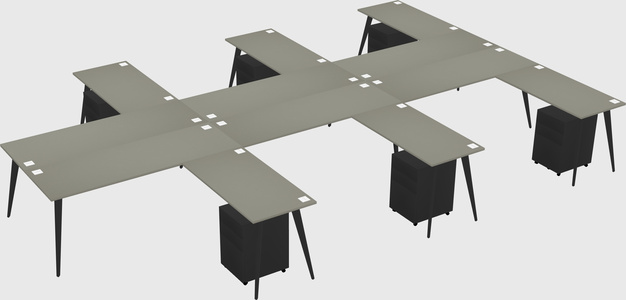 Shared l-shaped office desk system