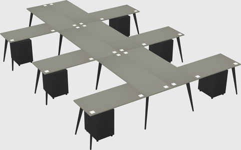 Shared l-shaped office desk system