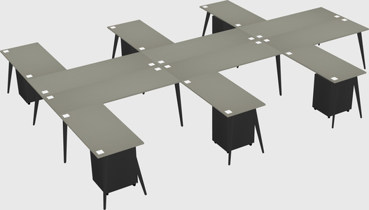 Shared l-shaped office desk system