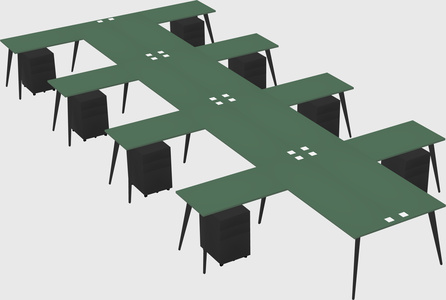 Shared l-shaped office desk system