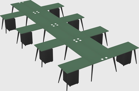 Shared l-shaped office desk system