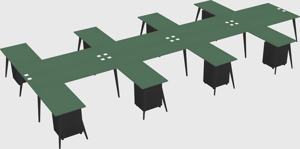 Shared l-shaped office desk system