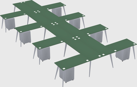 Shared l-shaped office desk system