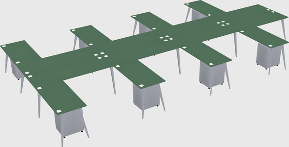 Shared l-shaped office desk system
