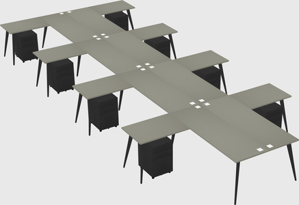 Shared l-shaped office desk system