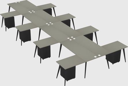 Shared l-shaped office desk system