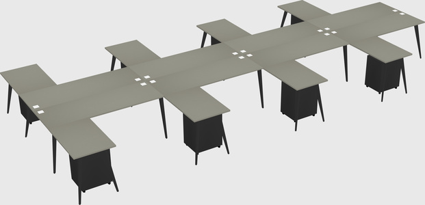 Shared l-shaped office desk system