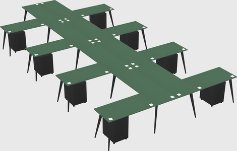 Shared l-shaped office desk system