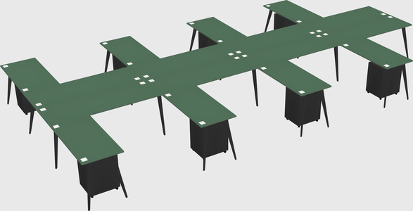 Shared l-shaped office desk system