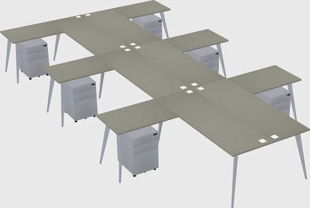 Shared l-shaped office desk system