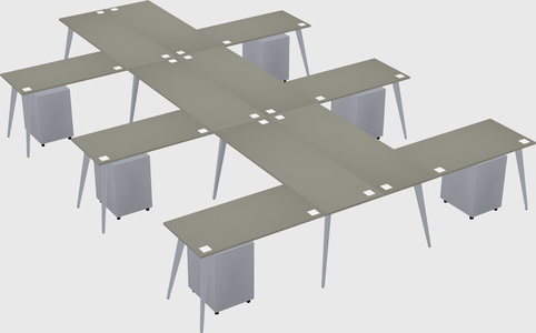 Shared l-shaped office desk system