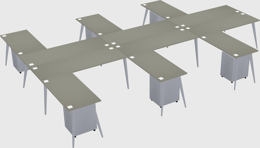 Shared l-shaped office desk system