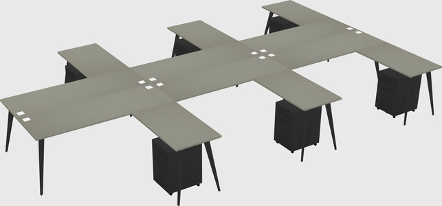 Shared L-shaped Office Desk System