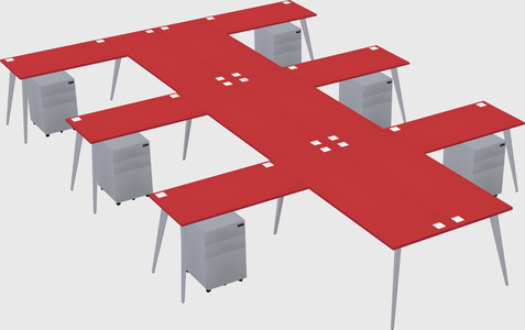 Shared l-shaped office desk system