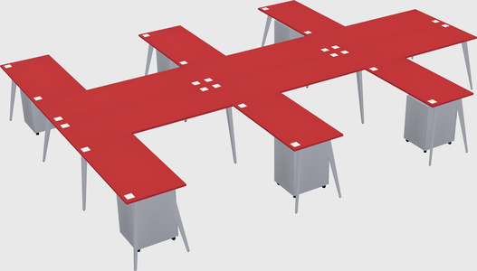 Shared l-shaped office desk system