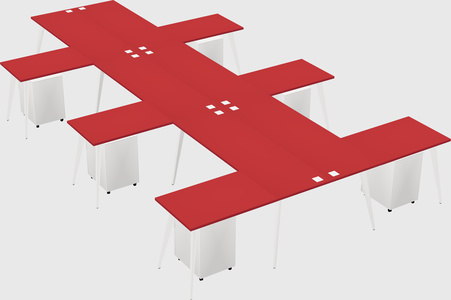 Shared l-shaped office desk system