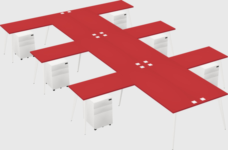 Shared l-shaped office desk system