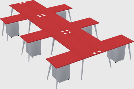 Shared l-shaped office desk system