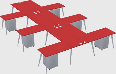 Shared l-shaped office desk system