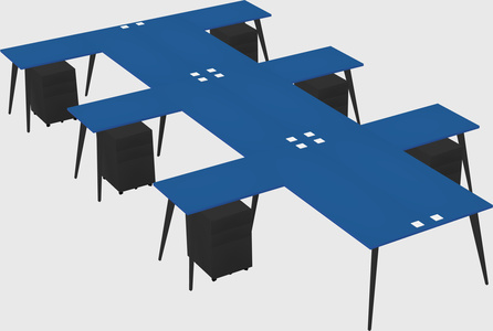 Shared l-shaped office desk system
