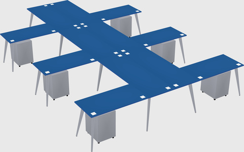 Shared l-shaped office desk system