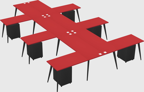 Shared l-shaped office desk system
