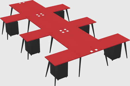 Shared l-shaped office desk system
