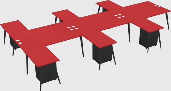 Shared l-shaped office desk system