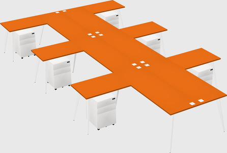 Shared l-shaped office desk system