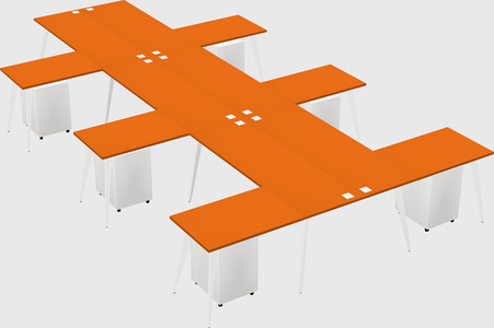 Shared l-shaped office desk system