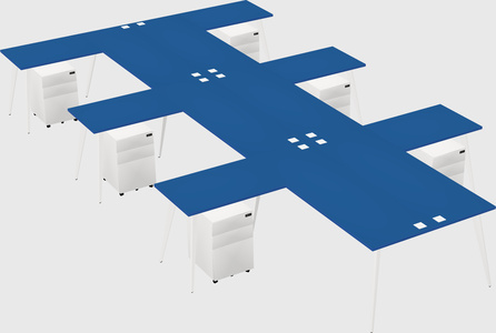 Shared l-shaped office desk system