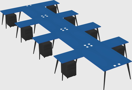 Shared l-shaped office desk system