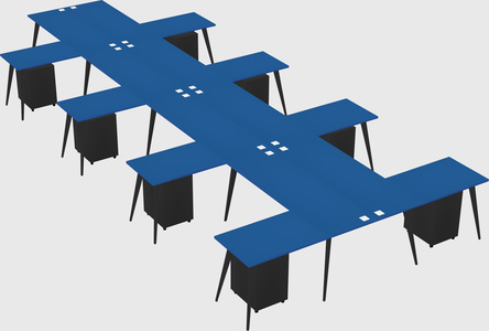 Shared l-shaped office desk system