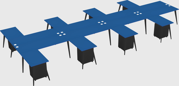 Shared l-shaped office desk system