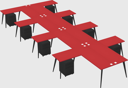 Shared l-shaped office desk system