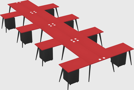 Shared l-shaped office desk system