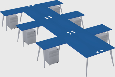 Shared l-shaped office desk system