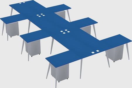 Shared l-shaped office desk system