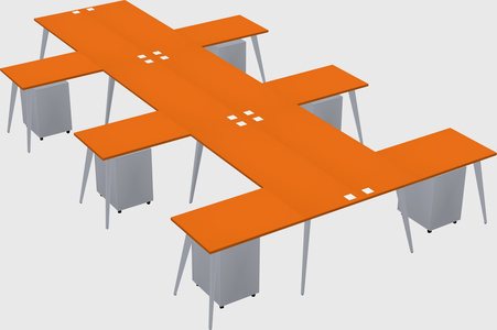 Shared l-shaped office desk system