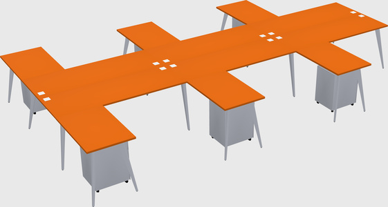 Shared l-shaped office desk system