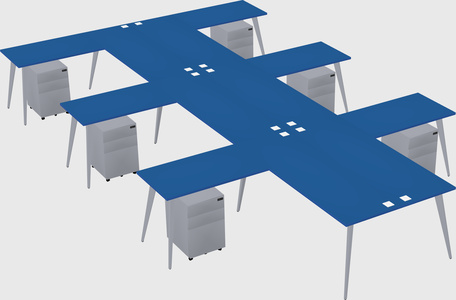 Shared l-shaped office desk system