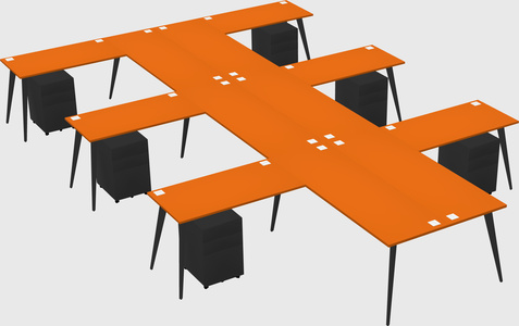 Shared l-shaped office desk system