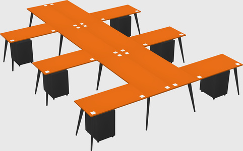Shared l-shaped office desk system
