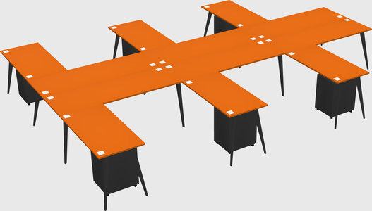 Shared l-shaped office desk system
