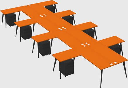 Shared l-shaped office desk system
